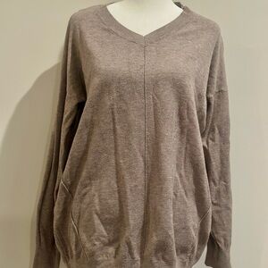 Women's V-Neck Sweater - Taupe